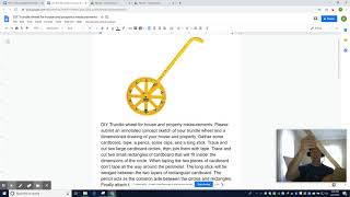 DIY trundle wheel from cardboard, pencil, handle stick, and tape