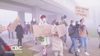 SFU students stage a walk out to protest the return to in-person classes