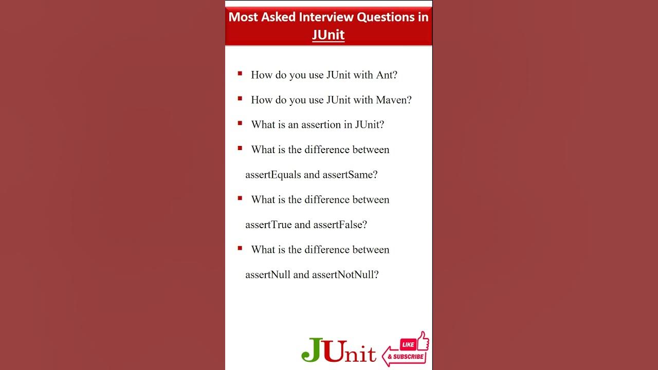 Junit Testing Interview Questions