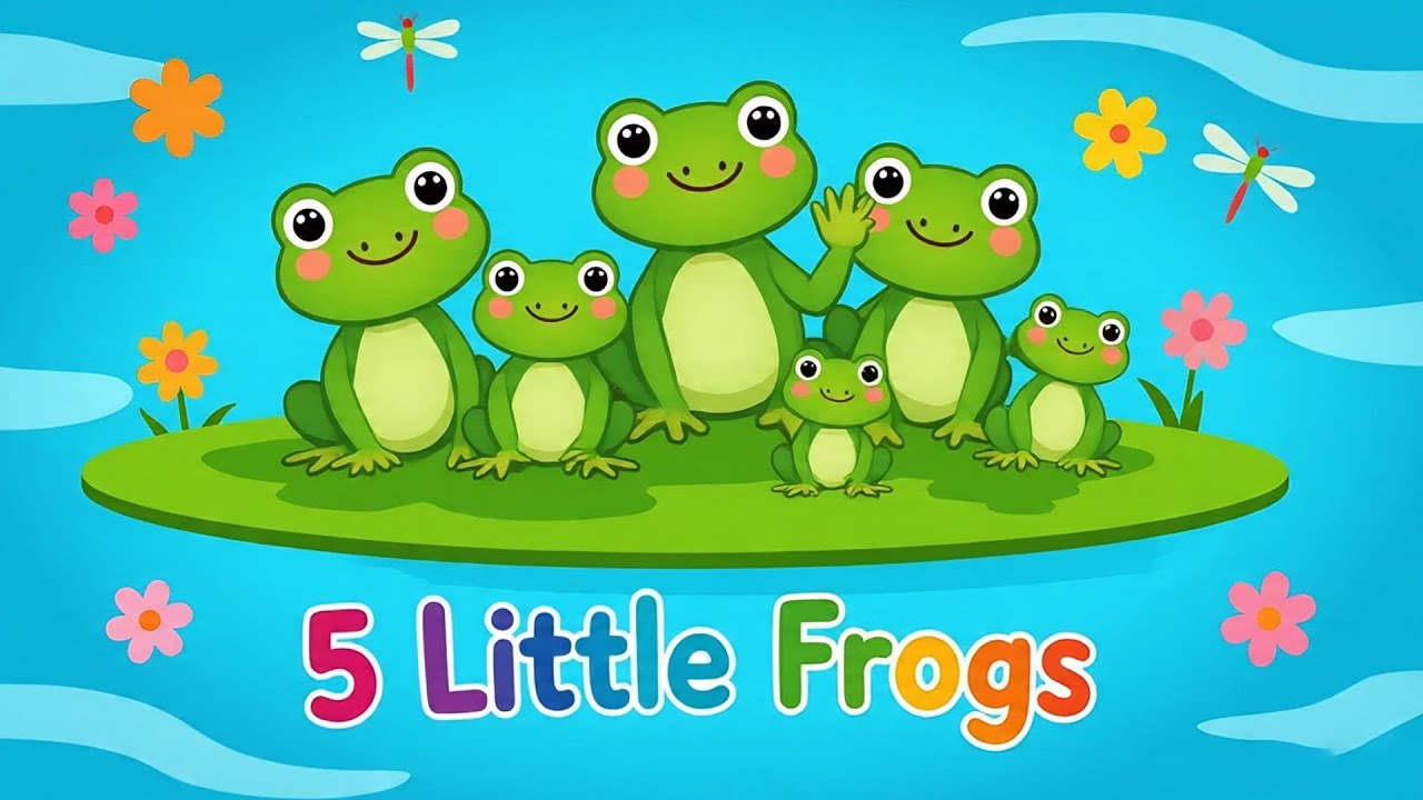 5 Little Frogs 🐸 | Fun Nursery Rhyme & Counting Song for Kids