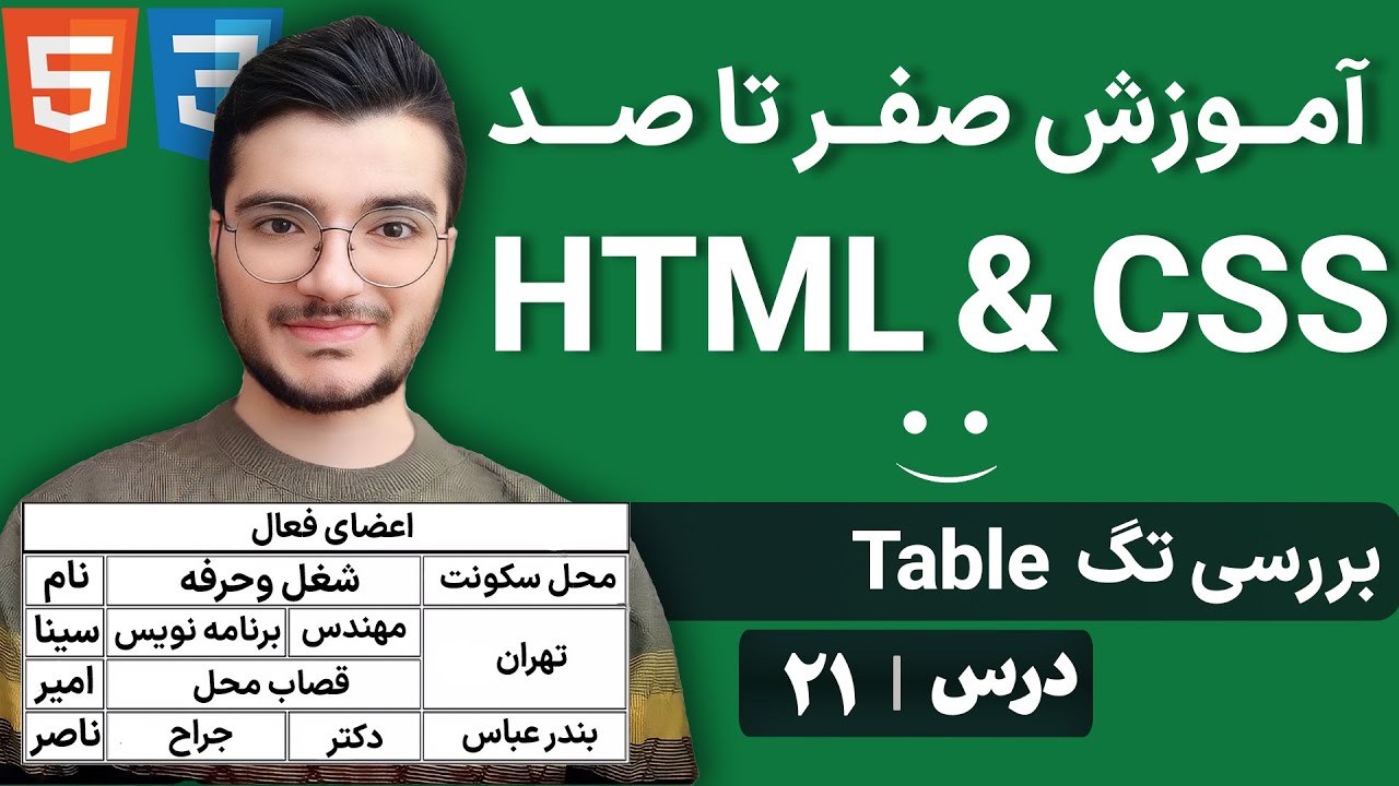 آموزش تگ Table در HTML - ایجاد جداول زیبا و کاربردی در طراحی وب - YouTube