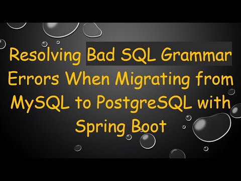 Resolving Bad SQL