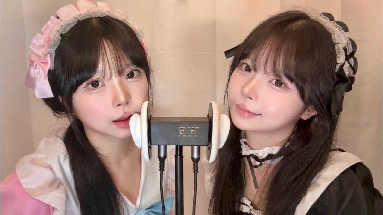 ASMR 쌍둥이 메이드의 양쪽 귀 공격👯‍♀️ (입소리+인어디블 +귀청소+마사지)