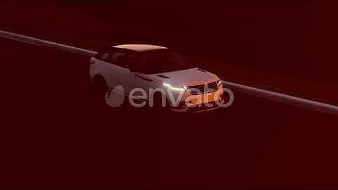 Top view of white luxury SUV on long forest road | Motion Graphics - Envato elements
