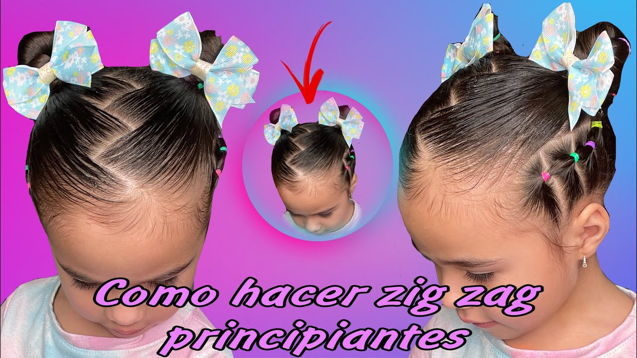 TÉCNICA DE COMO HACER ZIG ZAG PARA PRINCIPIANTES FÁCIL💕〰PEINADO PARA NIÑAS 💜💙