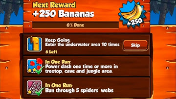 Banana Kong Power dash one time or more intreetop, cave and jungle area