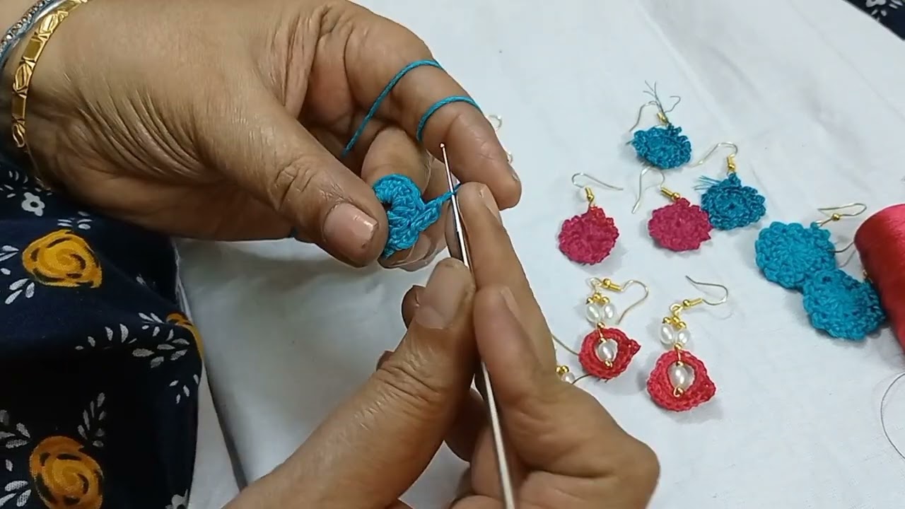 Beautiful knitting silk thread earing how to make #shashikala 7667#art#diy #earrings #