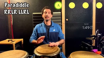 Congas technique tutorial - paradiddle RRLRLLRL exercise n.1 - 5min. Workout (play along)