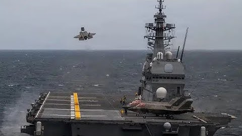 U.S. F-35B Aircraft Conduct Flight Operations from Japanese Flat Top