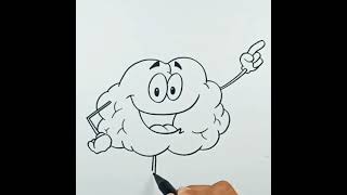 How to draw Cartoon Brain #shorts