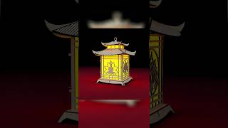 Pagoda Lantern Light Laser Cut with Buddha and Lotus Candle Holder Lamp
