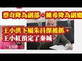 蔡奇降为副部，陈希降为副厅。蔡奇阿克苏三巨头被团灭，彭丽媛菏泽老乡朱昌杰被查。王小洪下属朱昌杰被抓。王小洪预定了秦城