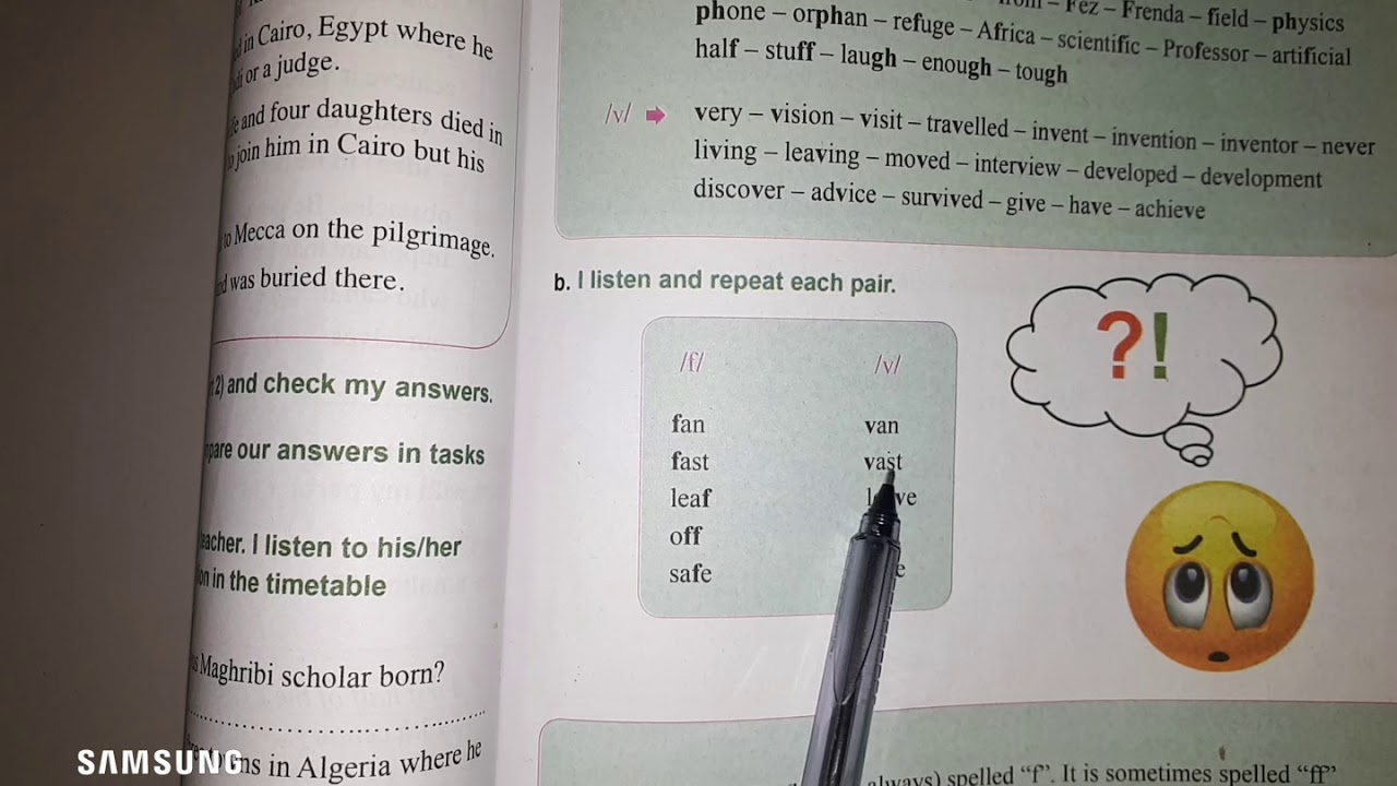 Pronunciation of /f/ and /v/السنة الثالثة متوسط ص91