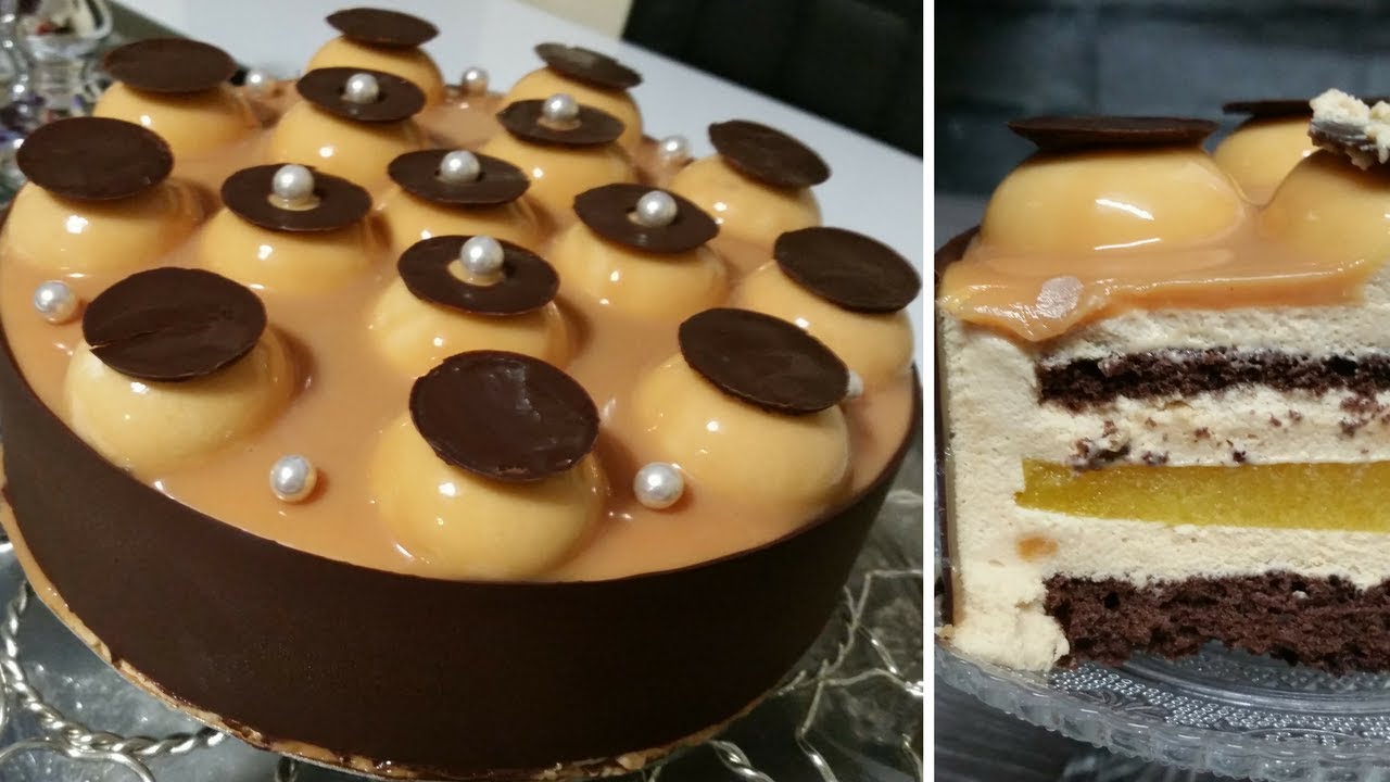 حلوى كلاصي(حلوى فرنسية) بالكراميل بشكل مبتكر لذيذة و راقيةentremet pêche caramel