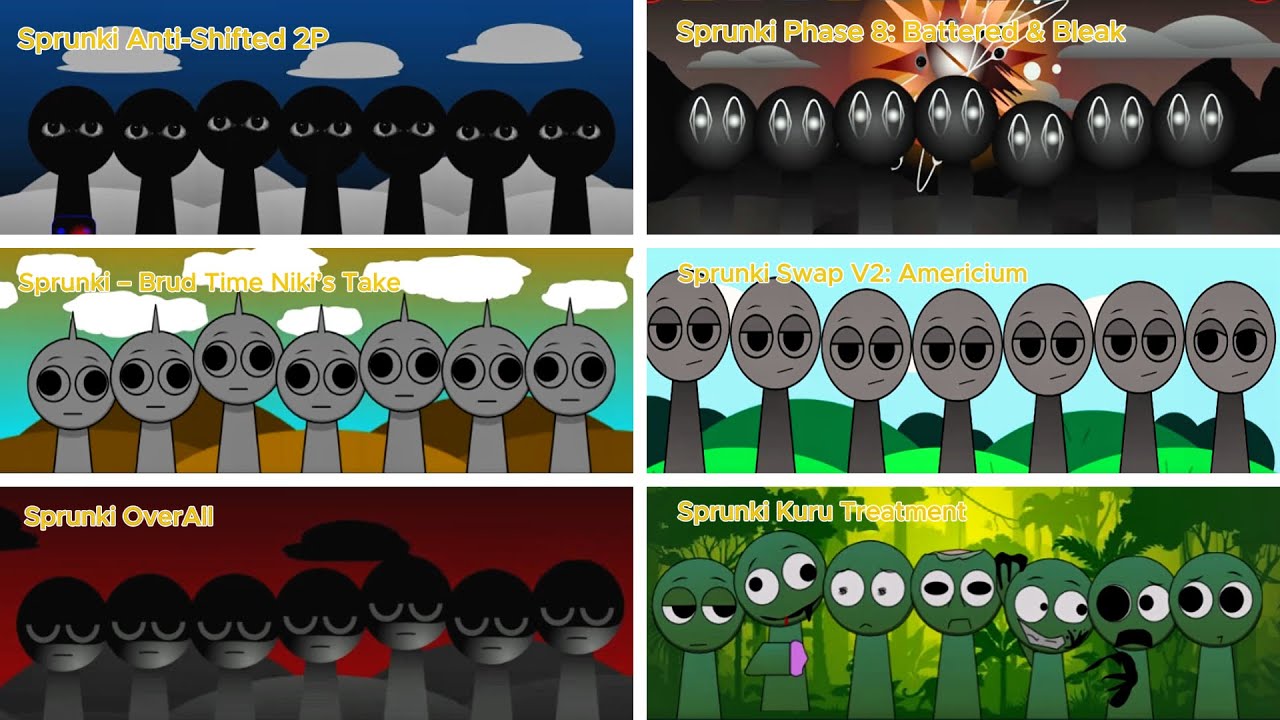 Mix all together Sprunki Anti-Shifted 2P vs Sprunki Phase 8: Battered & Bleak vs Sprunki – Brud...P1