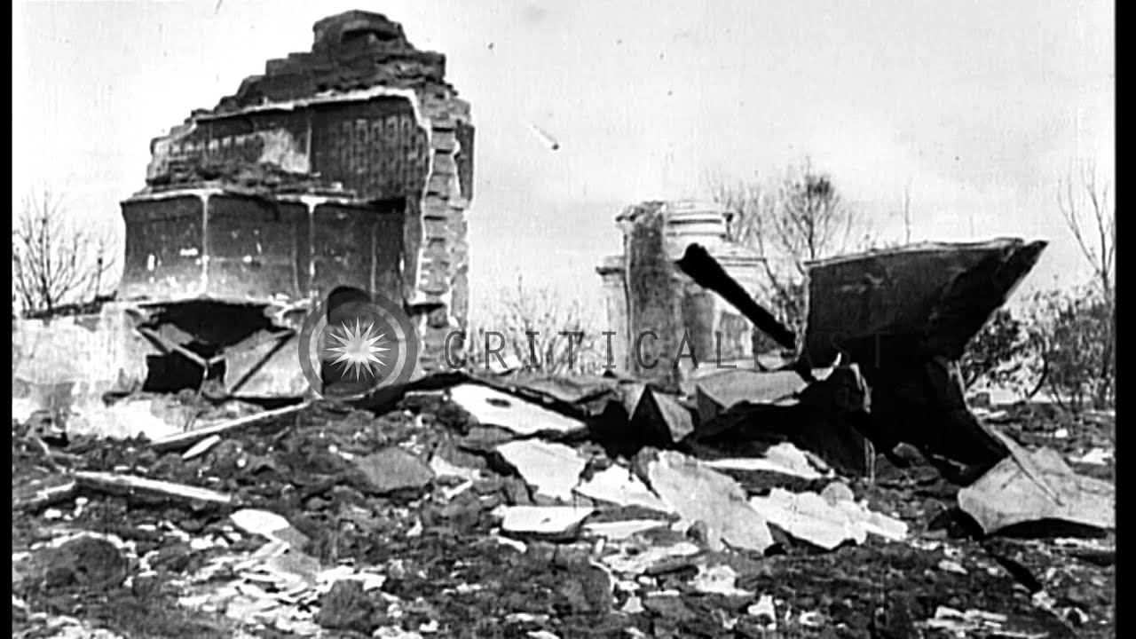 Some ruins and downed bridge in Galitz, Galicia, reoccupied by Russians in World ...HD Stock Footage