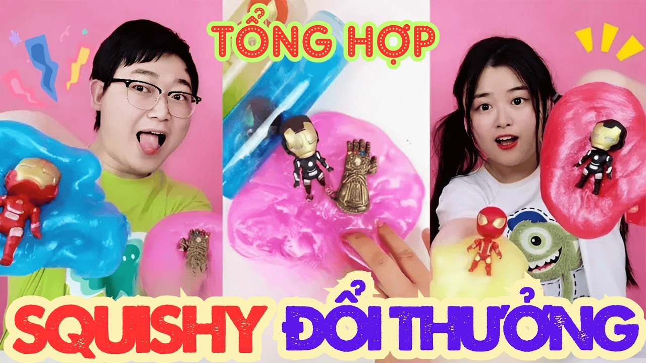 Bóc Slime Siêu Anh Hùng Marvel + Squishy Gấu Trúc Bing Dwen Dwen Trúng Pha Lê Hiếm 1%!