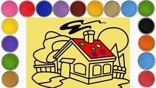 Tô Tranh Cát Ngôi Nhà Cổ Tích  Colored Sand Painting Fairy House