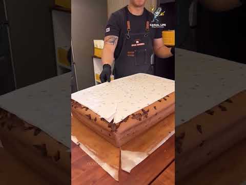 🍞Original Chocolate  jiggly cake cutting...... #cake #jigglycake #castella #streetfood #shorts