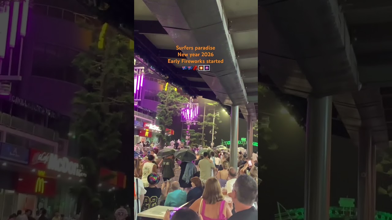 New year 2026 Early fireworks started surfers paradise Goldcoast Australia 