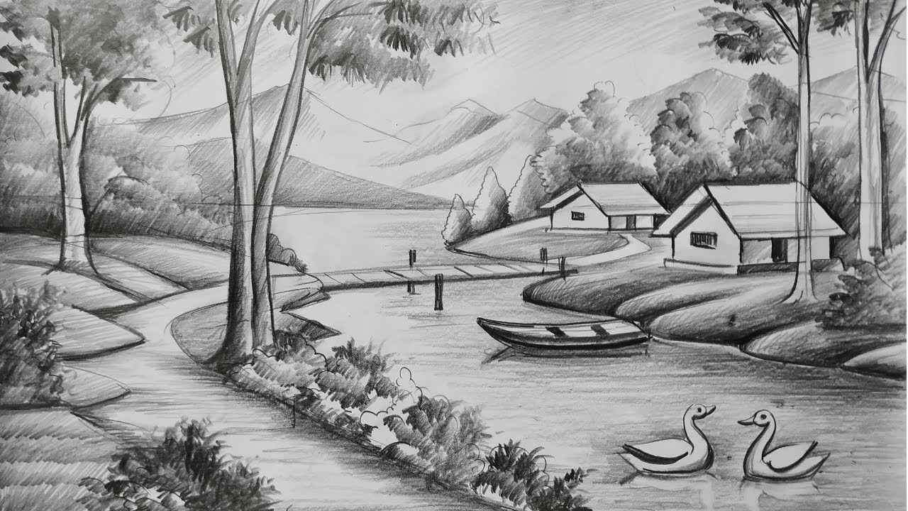 KGM Arts Paper Scenery Pencil Sketch