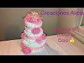 Pastel de pañales para baby shower/ baby shower diaper cake