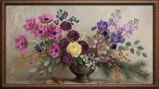 Refined Winter Floral Still Life Composition | Animated TV Frame Slideshow