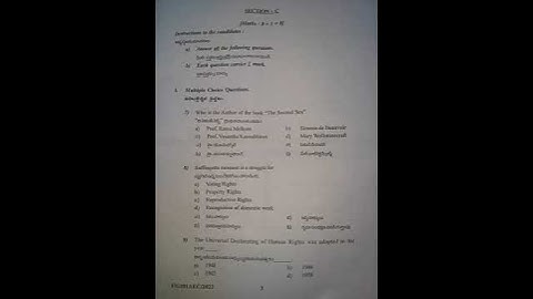 BRAOU  semester 1   b.com gender senstisation question paper may 2022