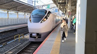 [ロング電笛あり]E657系 K11編成 特急ときわ53号勝田行が電笛を鳴らしながら上野駅8番線に入線するシーン