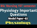 BSc Nursing 1St semester Physiology ll physiology Important Questions ll anatomy and physiology ll