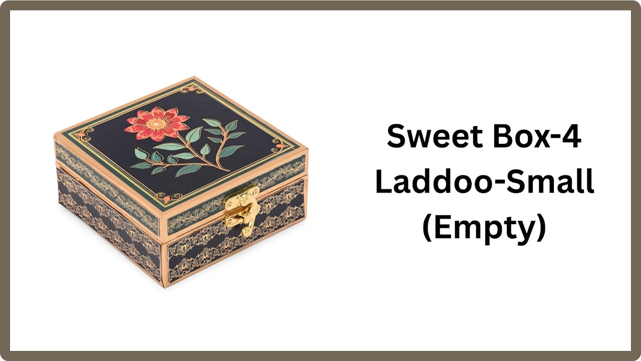 Sweet Box 4 Laddoo Small | Floral Golden Foil Design | Premium MDF Gift Box