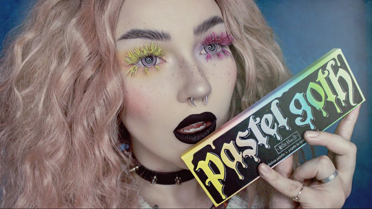 kat von d beauty pastel goth palette look/insane lashes/full face talk thru  makeup tutorial - YouTube