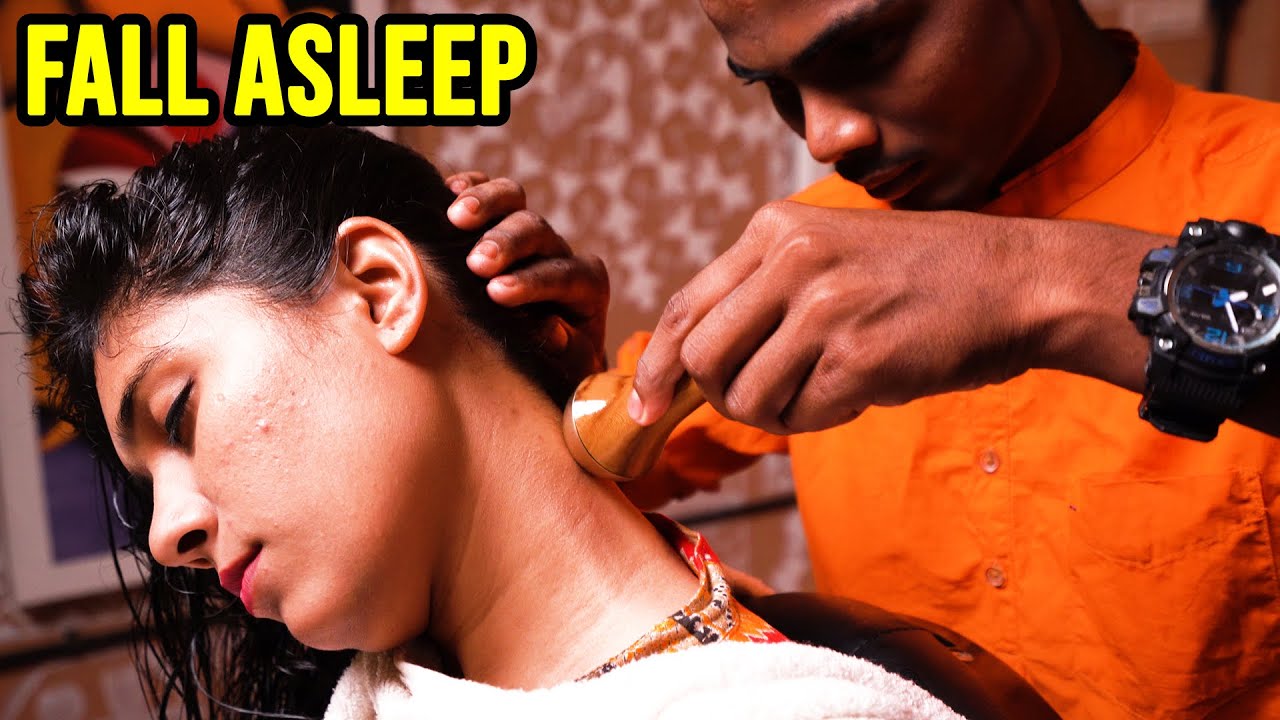 GIRL sleeps RECEIVING an INDIAN HEAD MASSAGE by RAVINDRA 🟡 ASMR sleep