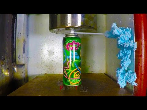 Watch A Hydraulic Press Crush A Can Of Silly String