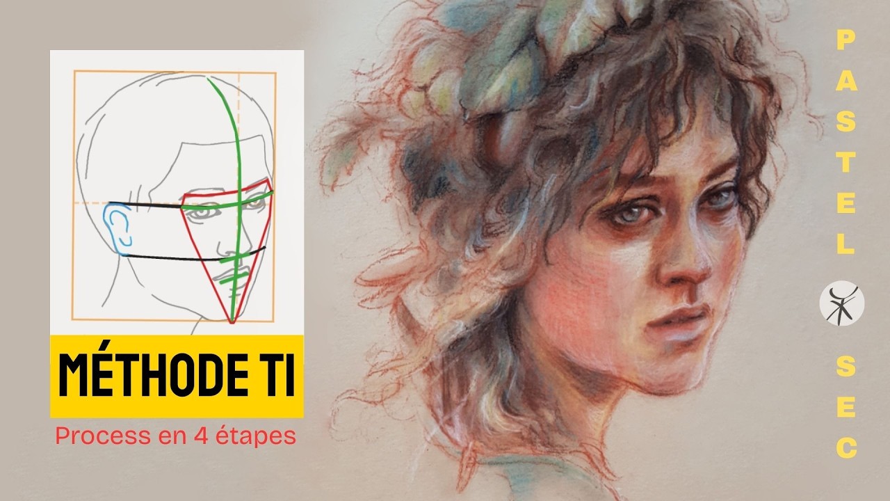 Portrait au pastel sec - Visage femme 3/4 avec la Méthode TI - Nori Brandyfoot