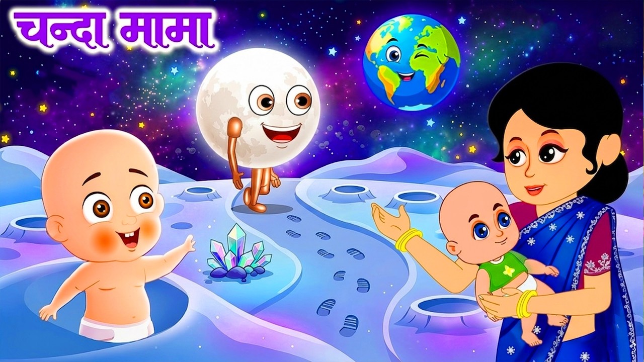 चंदा मामा Chanda Mama Door ke | Popular Hindi Rhymes for children | Kids Poem | Kids Poem
