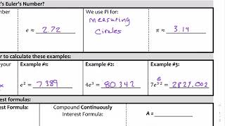 10 6 Euler's # Notes Video 1