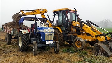 New Jcb 3dx Backhoe Loader Machine Loading Mud In Swaraj 742 XT Tractor | Jcb Tractor | Jcb Video