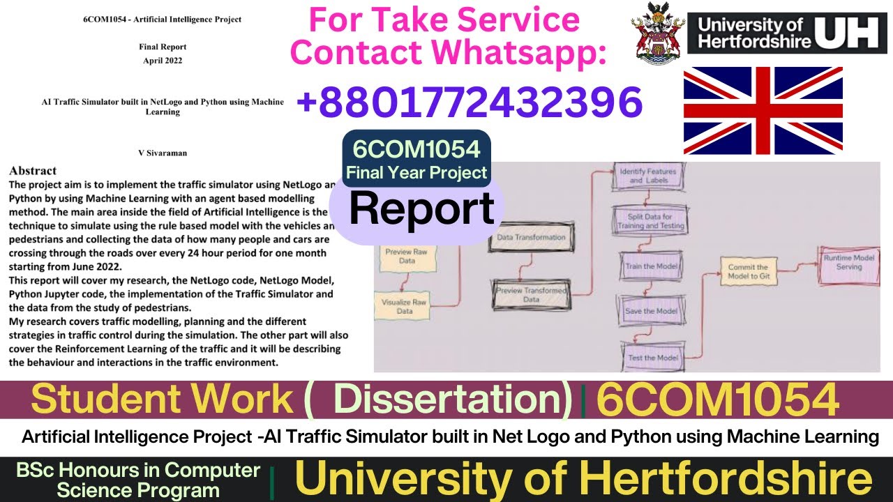 Client Work (Dissertation ) | 6COM1054 AI Traffic Simulator in NetLogo & Python | UH Dissertation