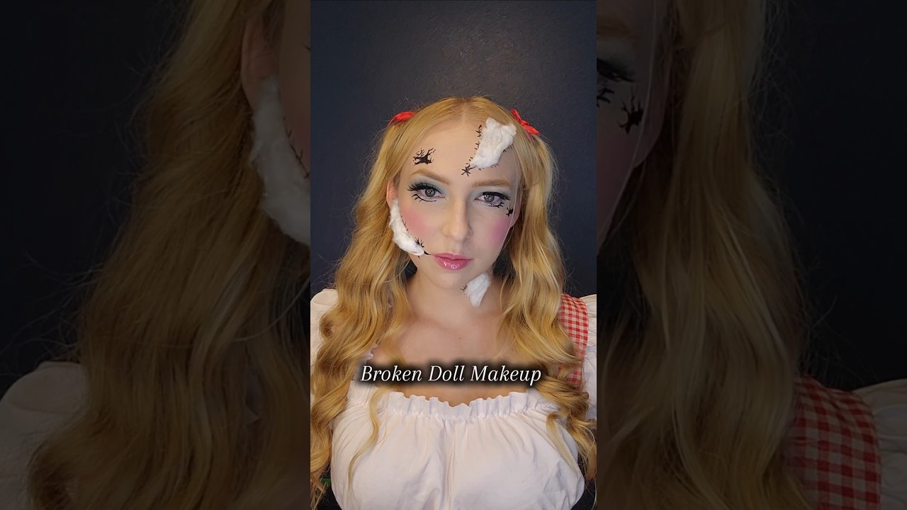 Ripped Broken Doll Makeup 🪆- Easy Halloween Makeup Tutorial