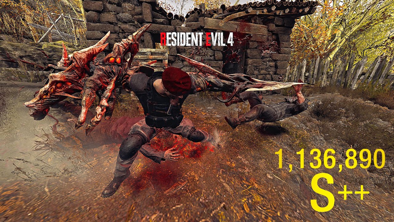 Jack Krauser versus Villagers | No HUD Resident Evil 4 Remake Mercenaries Village [S++ Rank]