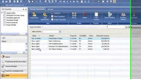 Dynamics AX Demo: Project Opportunities