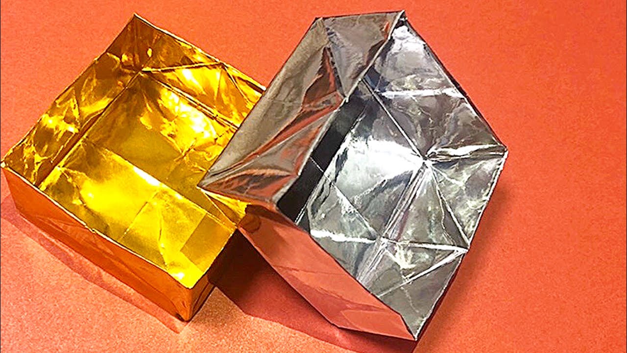 Origami paper box (gold / silver) || DIY craft - YouTube