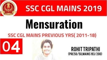 Mensuration Questions asked in SSC CGL Mains (2011-18)  by Rohit Tripathi | Part-4