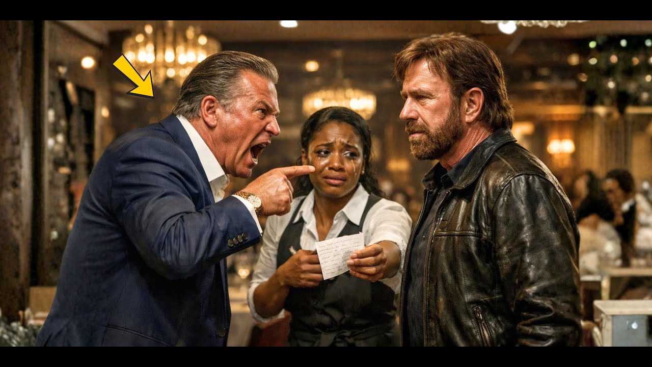 A Billionaire Orders Steak — A Black Waitress Hands Chuck Norris a Note That Changes Everything..!