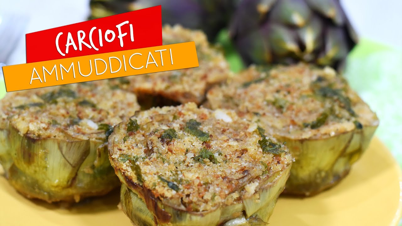 Carciofi ammuddicati alla siciliana (carciofi ripieni alla siciliana) -  Ricetta siciliana semplice - YouTube