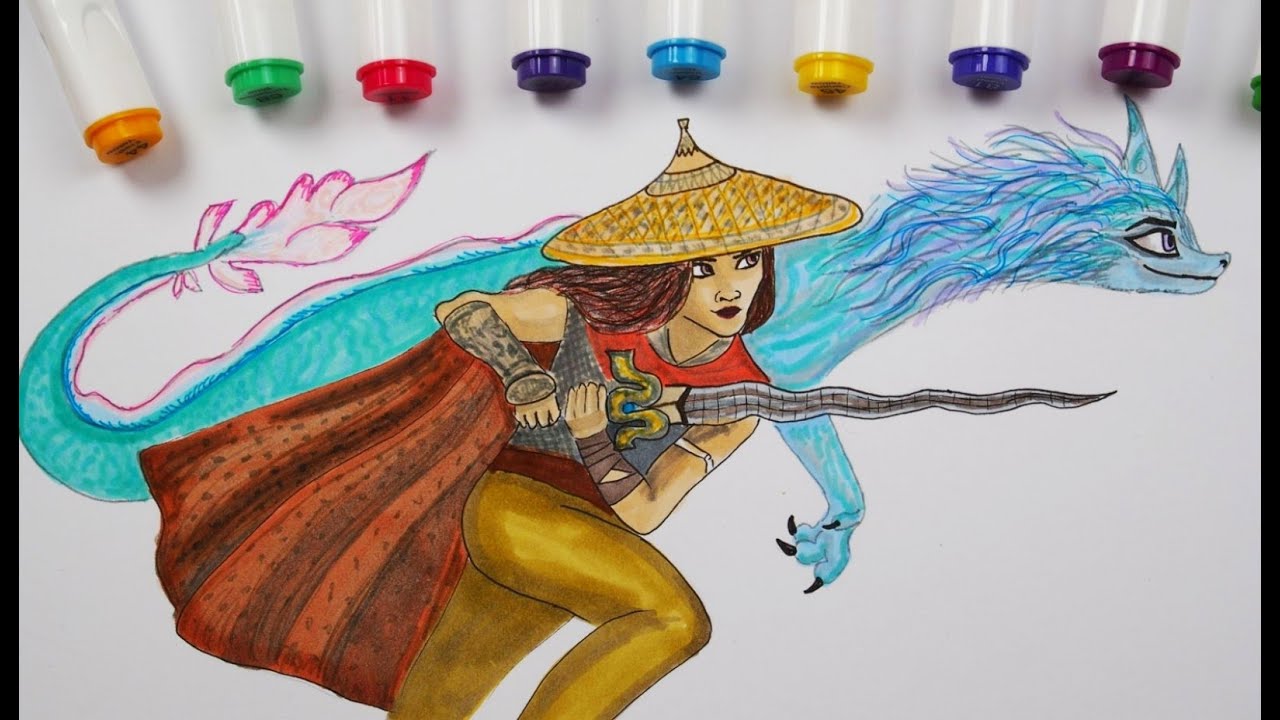 Coloring pages for children.  Raya and the last dragon
