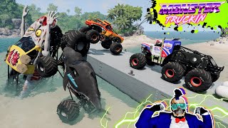 Monster Jam INSANE Racing, Freestyle and High Speed Jumps #19 | BeamNG Drive | Grave Digger screenshot 5