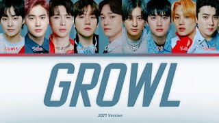 Lirik EXO - Growl (Versi 2021) (엑소 으르렁 가사) (Lirik berkode warna)