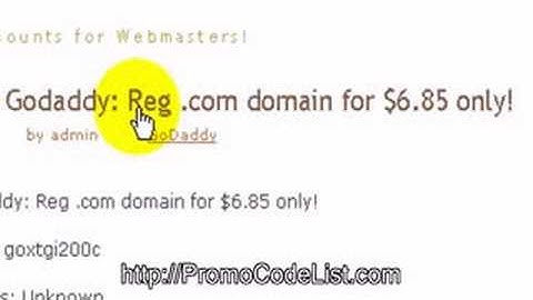 Godaddy Coupon Code Register .com domain for $6.85 only!